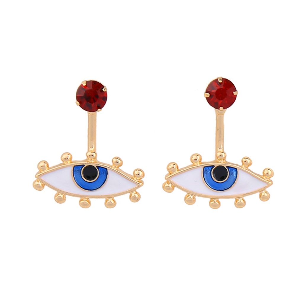 Enamel Gold Metal Evil Eye Peek-a-boo Earrings
